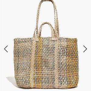 Madewell Straw Beach Bag in Crisp Marigold Multi One size NWT